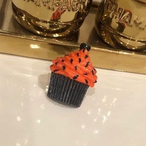 Ritzee Rebel Halloween Orange Cupcake Hand Painted Resin Pin